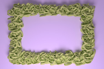 CGI composition, string backdrop, virtual paper frame for design texture, background. 3D render.