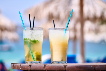 Two cocktails at tropical beach