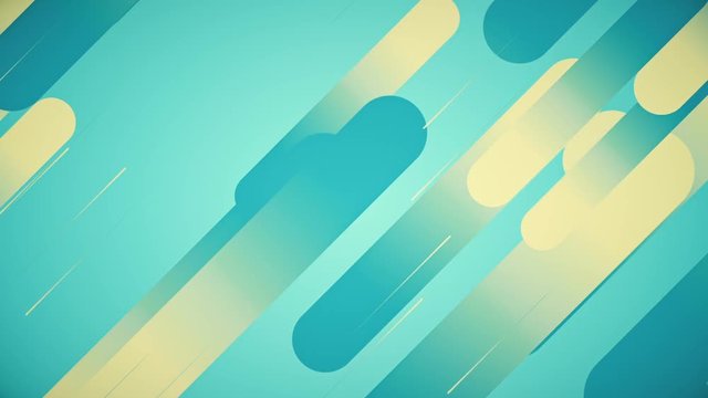 Abstract background in flat style with animation of rounded rectangles, circles and lines on colorful backdrop. Animation of seamless loop.