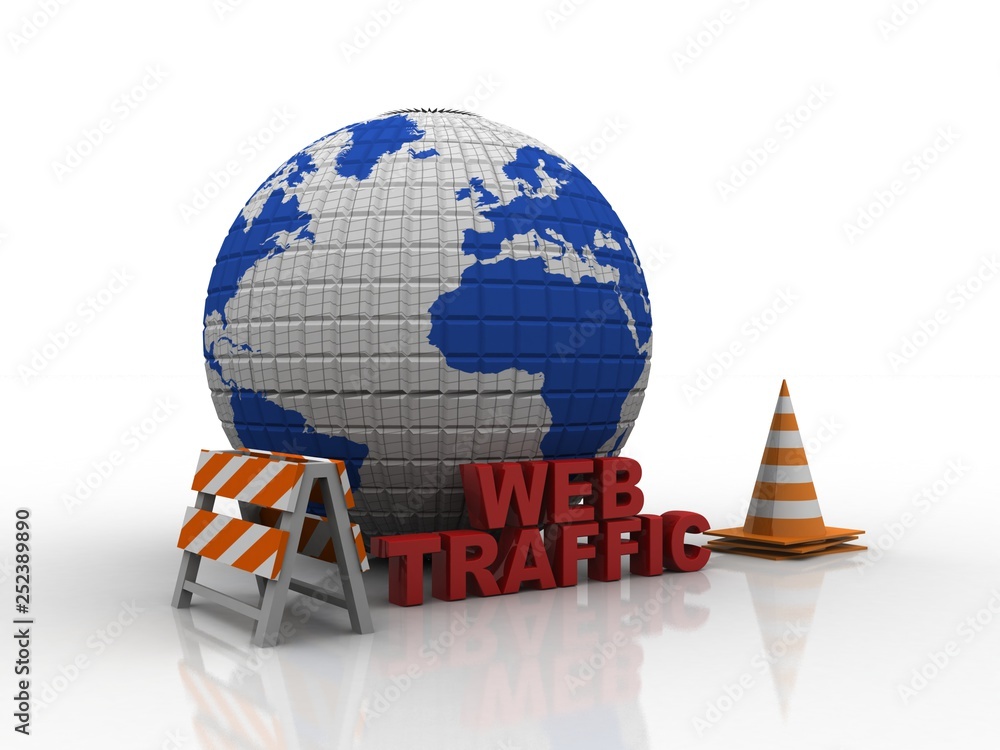 Poster 3d rendering traffic cone with web