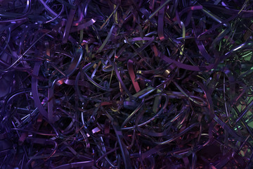 Background abstract CGI composition, messy strings virtual backdrop for design, graphic resource. 3D render.