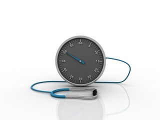 3d rendering stethoscope with stopwatch