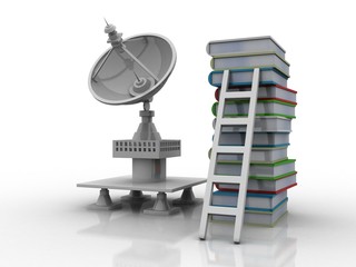 3d rendering books with satellite