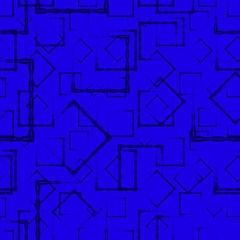 A lot of dark rhombuses and squares in chaos on a blue background.