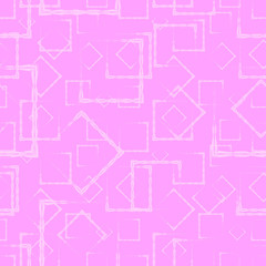 A lot of white rhombuses and squares in chaos on a pink background.