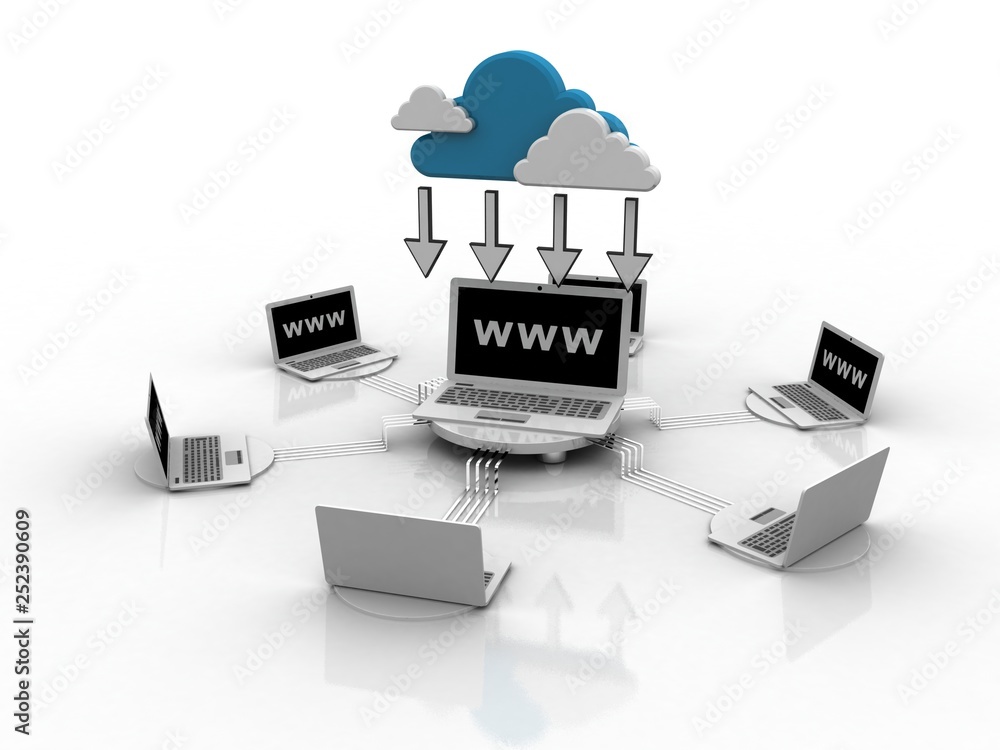 Poster 3d rendering computer network