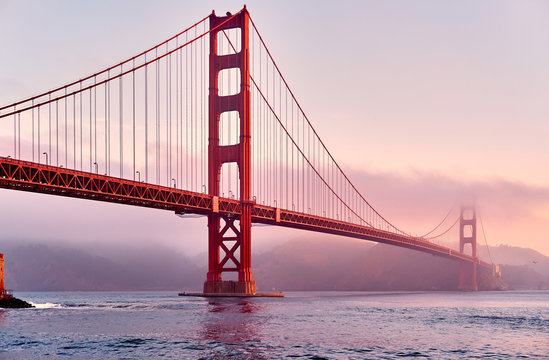 Golden Gate Bridge at sunrise, San Francisco, California