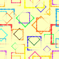 Multi-colored rhombuses and squares in the intersection on a white background.
