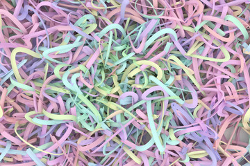 Decorative, illustrations CGI composition, messy strings virtual backdrop, for design texture background. 3D render.