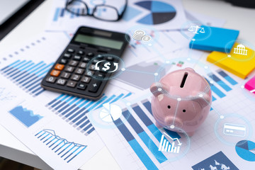 finance documents digital graph finance with social network diagram Financing Accounting