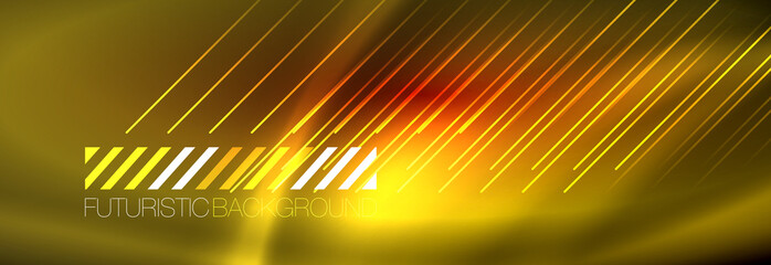 Neon glowing techno lines, hi-tech futuristic abstract background template with lines