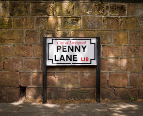 Penny Lane Street Sign, Made famous in a song by The Beatles.