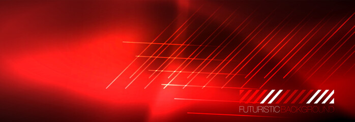 Neon glowing techno lines, hi-tech futuristic abstract background template with lines