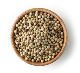 wooden bowl of white pepper