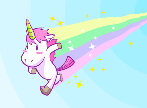 cute running little unicorn background