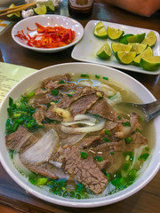 Bowl of traditional Vietnamese soup Pho, Hanoi, Vietnam