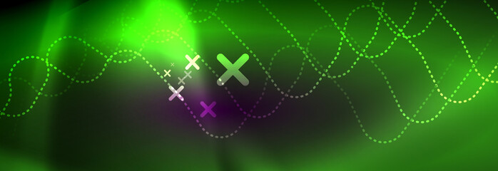 Glowing neon abstract lines, techno futuristic template