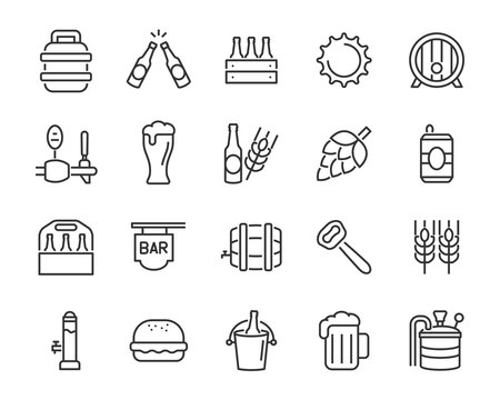 set of beer icon, such as alcohol, brewery, craft beer, hop