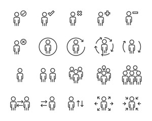 set of people line icons, such as human, team, person, man