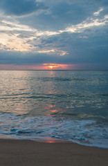 Sunset on the Naithon beach on Phuket in Thailand