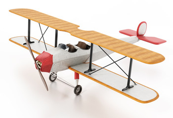 Vintage airplane isolated on white background. 3D illustration