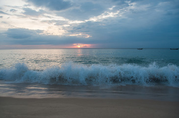 Sunset on the Naithon beach on Phuket in Thailand
