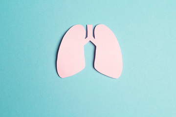 Lungs symbol on blue background. World Tuberculosis Day. Healthcare, medicine, hospital, ...