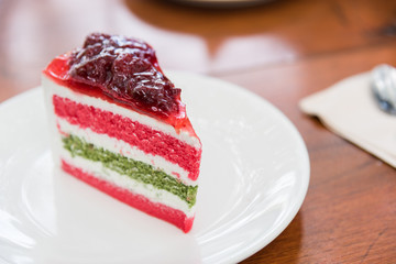 Sliced tasty strawberry cake