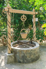 Pond and flower garden arrangement