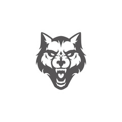 Wolf head silhouette isolated on white background vector illustration.