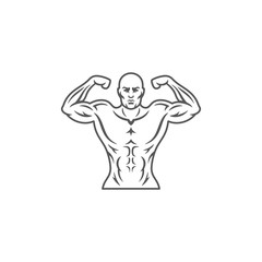 Bodybuilder man silhouette isolated on white background vector illustration.