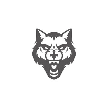 Wolf head silhouette isolated on white background vector illustration.
