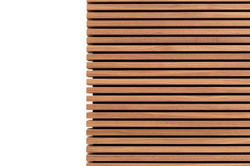 Wooden slats. Natural wood lath line arrange pattern texture background  - obrazy, fototapety, plakaty