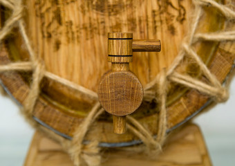 oak wine barrel with tap