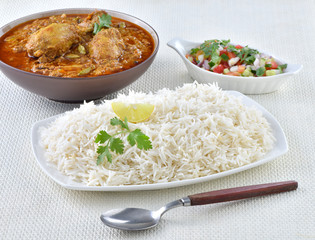 White rice with chicken curry