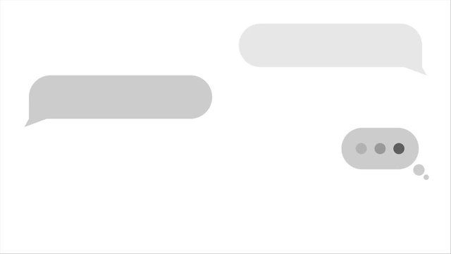 Text typing in messenger, sending message, message bubble for custom text on white screen.