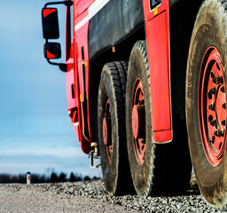 Heavy construction vehicle from side