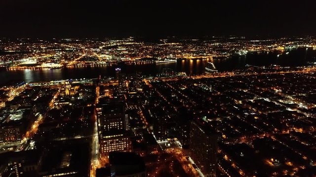 Aerial Video of Center City Philadelphia at Night