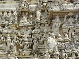 Hindu temple with sculptures, India, Tamil nadu