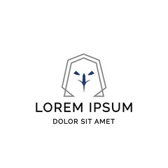 head of eagle with double line logo design template