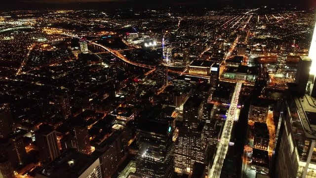 Aerial Video of Center City Philadelphia at Night
