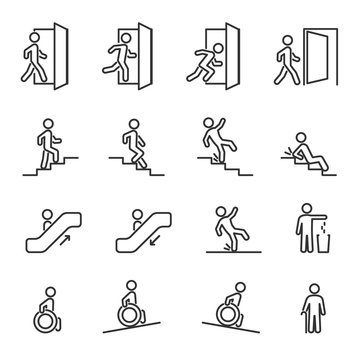 Vector set of people navigation line icons.