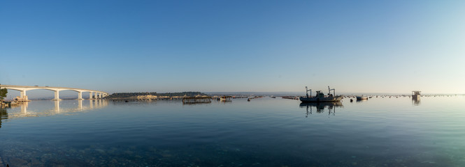 Panoramic View of the Mar Piccolo in Taranto at Sunrise