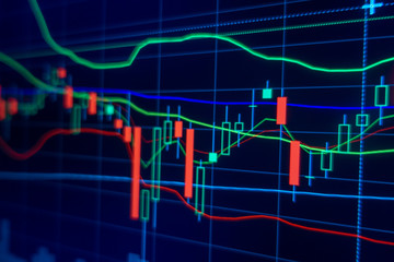 Stock market trading graph and candlestick chart for financial investment concept. Abstract finance background.