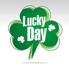 Lucky Day St Patricks Day abstract speech bubble green white isolated sticker icon stamp label