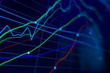 Stock market trading graph and candlestick chart for financial investment concept. Abstract finance background.