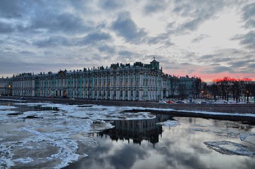 Snowy winter in St. Petersburg, one of the most beautiful cities in Europe