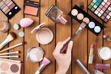 Beauty blogger testing cosmetics