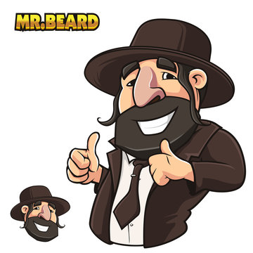 Mr Beard Man Character mascot