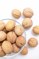 Walnut kernels  on a white background